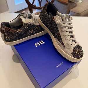 P448 Sparkle Sneakers with Animal Print